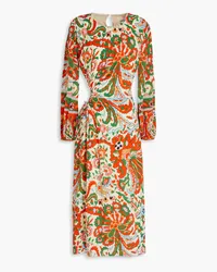 ba&sh Cutout printed crepe de chine midi dress - Multicolor Multicolor