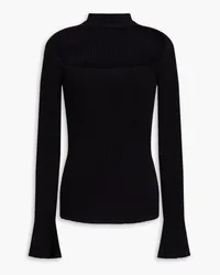 Safiyaa Lou cutout ribbed-knit turtleneck top - Black Black