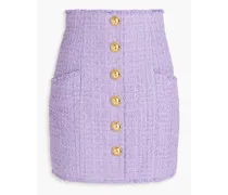 Embellished cotton-blend tweed mini skirt - Purple