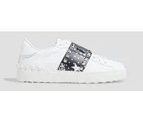 Rockstud Untitled printed leather sneakers - White