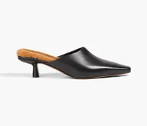 Talith shearling-lined leather mules - Black
