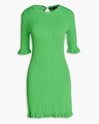 Maje Ribbed-knit mini dress - Green Green