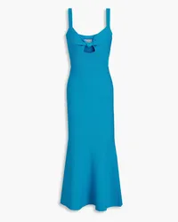 Rebecca Vallance Alma knotted cutout ribbed-knit midi dress - Blue Blue