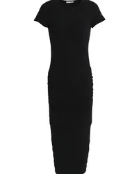 James Perse Ruched cotton-blend stretch-jersey midi dress - Black Black