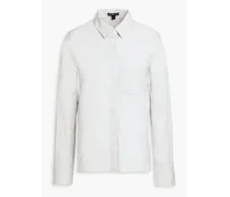 Stretch cotton-blend poplin shirt - Gray
