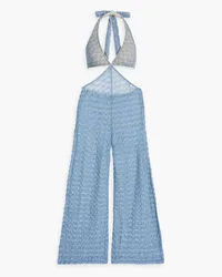 Missoni Cutout metallic crochet-knit halterneck jumpsuit - Blue Blue