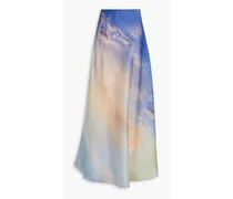 Printed silk-organza maxi skirt - Blue