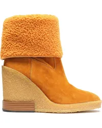 TOD'S Shearling wedge ankle boots - Brown Brown