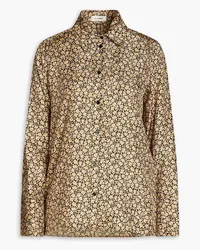 Sandro Floral-print silk-twill shirt - Yellow Yellow