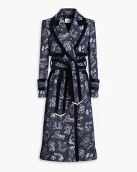 Zimmermann Button-embellished printed cotton-blend coat - Blue Blue