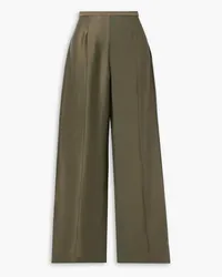 Taller Marmo Eclipse satin-paneled crepe wide-leg pants - Green Green