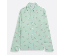 Floral-print satin pajama top - Green