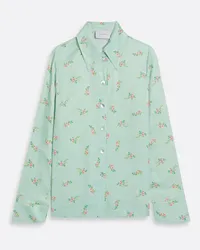 SLEEPER Floral-print satin pajama top - Green Green