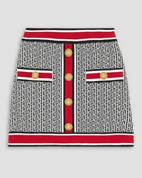 Balmain Button-embellished jacquard-knit skirt - White White