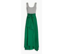 Pam ribbed jersey-paneled taffeta gown - Green