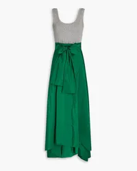 Halston Pam ribbed jersey-paneled taffeta gown - Green Green