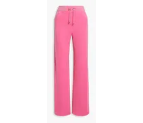 Barbie appliquéd cotton-blend velour track pants - Pink
