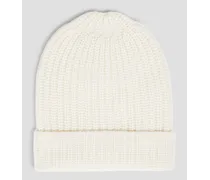 Ribbed cashmere beanie - White