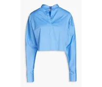 Ios cropped cotton-blend poplin blouse - Blue