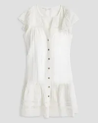 Veronica Beard Mirtea ruffled cotton jacquard mini shirt dress - White White