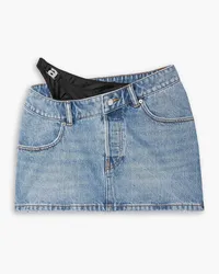 Alexander Wang Cutout jersey-trimmed denim mini skirt - Blue Blue