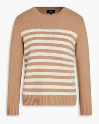 Theory Striped intarsia-knit wool and cashmere-blend sweater - Neutral Neutral