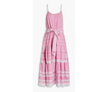 Gathered cotton-jacquard maxi dress - Pink