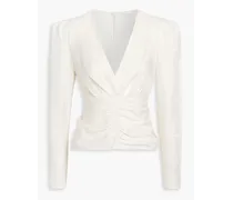 Astor ruched satin-jacquard blouse - White
