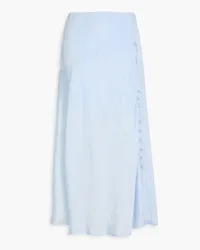 REJINA PYO Ria button-embellished satin midi skirt - Blue Blue