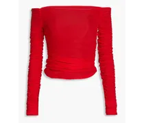 Nai off-the-shoulder ruched jersey top - Red