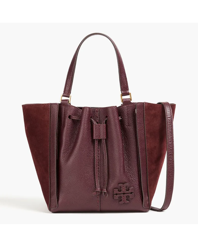 Tory Burch McGraw Dragonfly leather and suede tote - Burgundy Burgundy