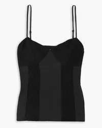 Jason Wu Paneled crocheted lace and cotton and silk-blend camisole - Black Black