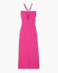 Cult Gaia Elfreda cutout ribbed-knit halterneck midi dress - Pink Pink