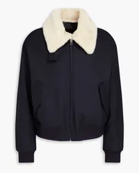 LE 17 SEPTEMBRE Faux shearling-trimmed wool-twill bomber jacket - Blue Blue