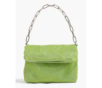 Paris crystal-embellished fishnet shoulder bag - Green