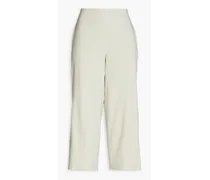 Cropped linen-blend wide-leg pants - Green