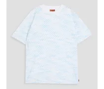 Missoni Crochet-knit cotton-blend T-shirt - Blue Blue
