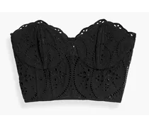 Lita strapless cropped broderie anglaise cotton-blend bustier top - Black