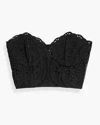 Charo Ruiz Lita strapless cropped broderie anglaise cotton-blend bustier top - Black Black