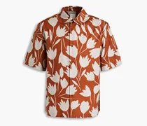 Printed cotton-poplin shirt - Brown