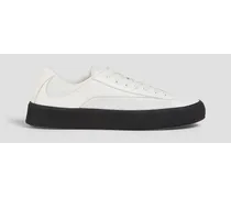 Rodina pebbled-leather and woven sneakers - White
