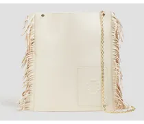Fringed leather shoulder bag - White