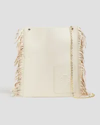 Maje Fringed leather shoulder bag - White White