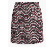 Metallic crochet-knit mini skirt - Black
