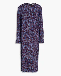 Ganni Floral-print crepe midi dress - Burgundy Burgundy