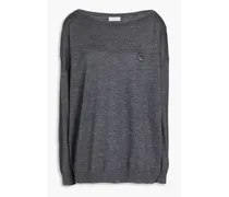 Ring-embellished cashmere, silk and hemp-blend sweater - Gray