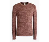 Mélange ribbed cotton and merino wool-blend sweater - Brown
