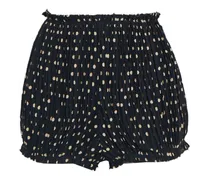 Hilary frayed pleated polka-dot silk-crepe shorts - Black