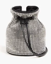 Claudie Pierlot Crystal-embellished suede bucket bag - Metallic Metallic