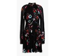 Kaisa gathered floral-print chiffon mini dress - Black